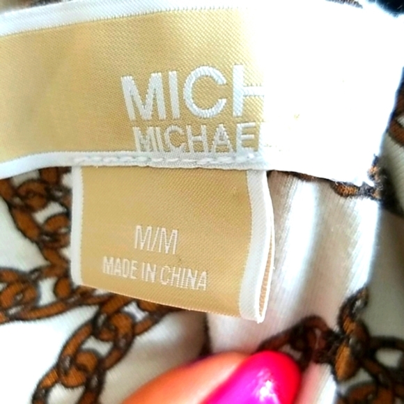 Michael Kors Top Tank halter grecian chain Backless ivory yellow Black Stretchy - Picture 8 of 9